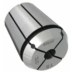 This plug-style ER32 coolant collet has a 17.5 mm bore size and is designed for use with ER32 collet chucks. It delivers cutting fluid directly to the tool-workpiece interface during machining operations such as milling, drilling, and turning, aiding in chip evacuation and heat reduction.