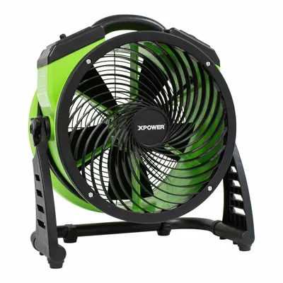XPOWER Axial Blower: 1,560 cfm, Pivoting Frame, 115V AC, Variable Speeds, Green - Portable Fans