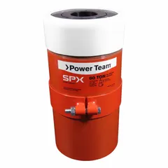 The POWER TEAM RH606 is a lightweight hollow ram with a 60 ton nominal capacity and 6 in nominal stroke length. The 2.13 in center hole (RH thread) allows a rod or cable to pass through for pulling, pushing, or lifting applications. Suitable for heavy maintenance, construction, and industrial pressing tasks.