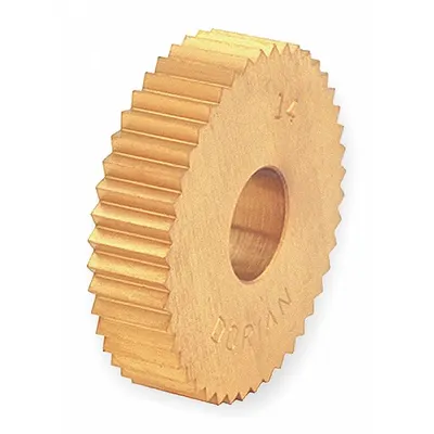 DORIAN Knurling Wheel: Straight, High Speed Steel, TiN, 1 in Outside Dia., 3/8 in Face Wd - Machining