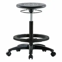 Stool: Polyurethane, Ht Range 22 in to 32 in, 13 in Seat Wd, 13 in Seat Dp, 0 Glides, 5 Casters (MPN IPHBSO-RG-BF-RC-BLK)
