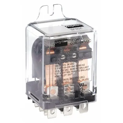 Dayton Enclosed Power Relay: Surface (Side Flange) Mounted, 24V DC, 3PDT - Surface-Mounted Relays