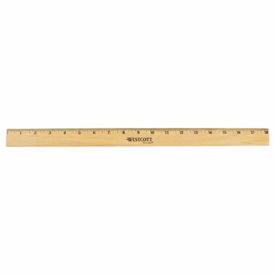 WESTCOTT Ruler: 05018, 18 in, 0.2 in Thick, 1/16 in, Clear, Black, Rigid - Wood Rulers