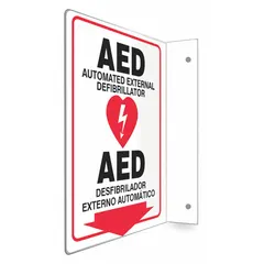 PETG sign with mounting holes for wall installation. Nominal size 12 in x 9 in. Not retroreflective. Used to indicate the location of an AED in facilities.
