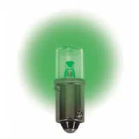 APPROVED VENDOR Compact LED Bulb: LED, Miniature Bayonet (BA9s), (T) Tubular, T3-1/4, 12V DC, Green (MPN LM1012MB-G)