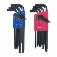 WESTWARD Hex Key Set: 16 or More Pieces, L, Metric and SAE, Single Ball End, Long, 22 Pieces, 2 Tips