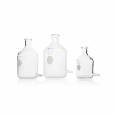 KIMBLE Reservoir Bottle: 250 mL, 132 mm, Colorless, Narrow Mouth Size - Glass Reservoir Lab Bottles with Bottom Outlet