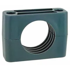 Replacement insert for Beta Clamps, consisting of a ribbed steel clamp with a polypropylene cushion. Designed for single-line installations, it secures and cushions hydraulic or pneumatic lines in industrial piping systems, reducing vibration and abrasion.