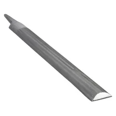Double-cut half-round file with smooth cut and safe edge. Measures 14 inches without tang, 1 3/8 inches wide, with taper towards point and natural finish. Suitable for general-purpose material removal and shaping on flat and curved surfaces.