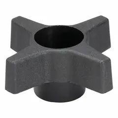 This Snap-Lock 4-Arm Knob features a 4-point plastic design with a 1/2" thread and 2.46 in diameter. It provides a tool-free grip for manual adjustment of machinery, valves, or control panels in industrial settings.