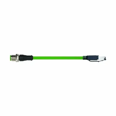 MURRELEKTRONIK M12 to RJ45 Cordset, Cat6, X-Coded, 15 m, PUR, Green, IP67 - M12 Connector to RJ45 Connector Cordsets