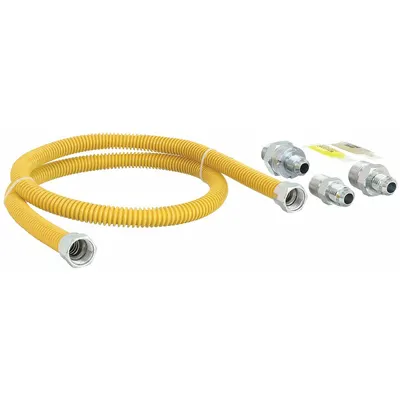 DORMONT Gas Flow Valve Kit: 3/8 in Hose Inside Dia., 4 ft Hose Lg, 60,500 BTU Capacity - Dryer Connectors