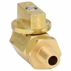 This mini brass ball valve features a straight body with male NPT threads on both ends and a full port ball port for minimal flow restriction. The tee handle provides manual on/off control. Suitable for low-pressure applications such as instrumentation, pneumatic, or hydraulic circuits where a compact shut-off valve is required.