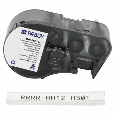 BRADY Sleeve Label: 1 in x 7/16 in, Polyolefin, White (Matte) - Brady Continuous Sleeve Label Roll Cartridges