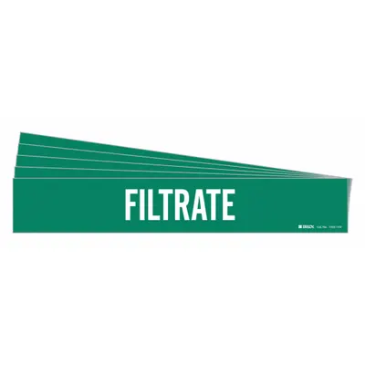 BRADY Pipe Marker: Filtrate, Green, White, Fits 8 in and Larger Pipe O.D., 1 Pipe Markers - Filtrate Adhesive Pipe Markers