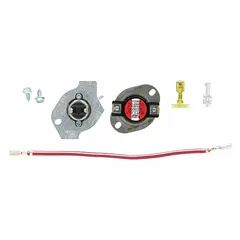 Thermal cutoff safety device for dryers. Interrupts electrical current when the appliance reaches unsafe temperatures, helping to prevent overheating. Commonly replaced during dryer repair.