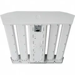 Linear LED bay light, 4 ft length, delivering 48,017 lumens at 5000K color temperature. Operates on 347 to 480V AC, consumes 290 W, and replaces 875W metal halide fixtures. Suitable for mounting heights of 30 ft to 60 ft in industrial and commercial high-bay applications.