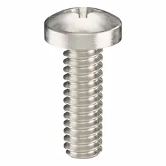 Pan head machine screws with #0-80 thread, 3/16 in length, made from 316 stainless steel with a plain finish. Phillips drive with #0 drive size. Suitable for precision fastening in electronics, instrumentation, and light-duty assemblies requiring corrosion resistance.