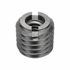 These extra-heavy wall self-locking thread inserts repair or reinforce stripped threads in metal, plastic, or wood. With a 1/4"-20 internal thread size and 1/2" insert diameter, they are compatible with a 1/2"-13 tap. The coarse thread type and 2A external/2B internal thread fits ensure secure installation. Supplied in a 10-pack.