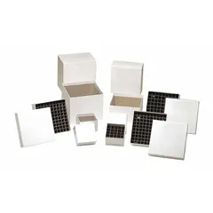 Cardboard divider for cold storage boxes, sized 4 7/8 inches overall width. Designed to organize and separate samples within freezer boxes, helping prevent cross-contamination and damage. Compatible with manufacturer model R3015A.