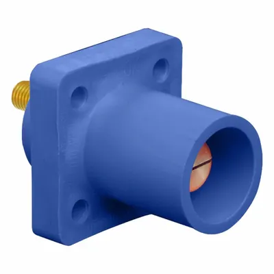 LEVITON Single Pole Receptacle: Blue, Straight Taper Nose Mating, Threaded Stud Termination - Receptacles with Threaded Stud Terminations
