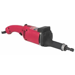 This straight corded die grinder operates on 120V AC with a trigger switch and a maximum speed of 14,500 RPM. It has an overall length of 21-1/2 inches. Typical applications include grinding, deburring, and surface finishing in metalworking and fabrication tasks.