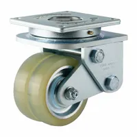 Swivel plate caster with a polyurethane wheel, 125 mm diameter, 35 mm width, and 185 mm mounting height. Designed for shock absorption on automated guided vehicles and autonomous mobile robots in material handling environments
