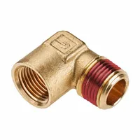 PARKER Metal Pipe Elbow: 90° Elbow, 3/8 in x 3/8 in, Female NPT Threaded x Male NPT Threaded, Brass (MPN VS1202P-6-6)