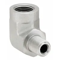 PARKER Metal Pipe Elbow: 1/4 in x 1/2 in, Male NPT Threaded x Female NPT Threaded, 3,000 psi, Steel (MPN 1/4 X 1/2 CD-S)