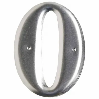 BRADY Number Label: 0, Silver, 3 in Character Ht, 2 in Overall Wd, Uppercase - Utility Pole Marking Numbers