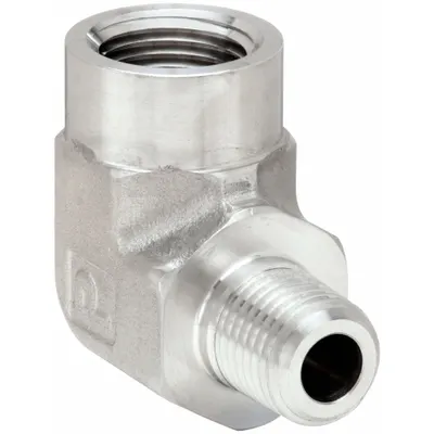 PARKER Metal Pipe Elbow: 90° Elbow, 316 Stainless Steel, 1/4 in x 3/8 in, 4,500 psi - Extreme Pressure Threaded Pipe Fittings