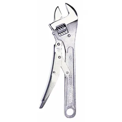 STANLEY Adjustable Wrench: Alloy Steel, Chrome, 10 in Overall Lg, 1 1/4 in Jaw Capacity - Lever-Locking Adjustable Wrenches