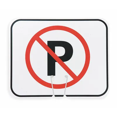 OEM Traffic Cone Sign, ABS Plastic, 10 3/8 in Ht, 12 3/4 in Lg, No Parking - Signs for Traffic Cones