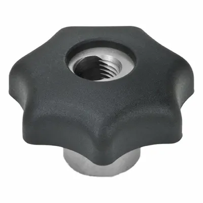 JW WINCO Quick Release Hand Knobs: 7 Point, Plastic w/ SS Thread, M8 Thread - Quick-Release 7-Arm Knobs