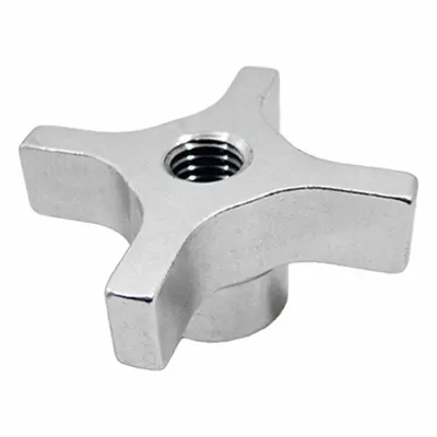 JW WINCO Hand Knob; 4-Prong Knobs: 4 Point, Aluminum, 5/16"-18 Thread - 4-Arm Knobs with Threaded Through-Hole