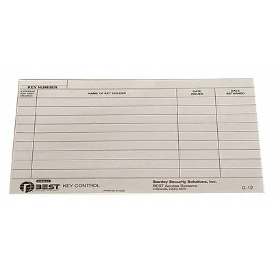 BEST Key Authorization Card: Paper - Key Authorization Papers