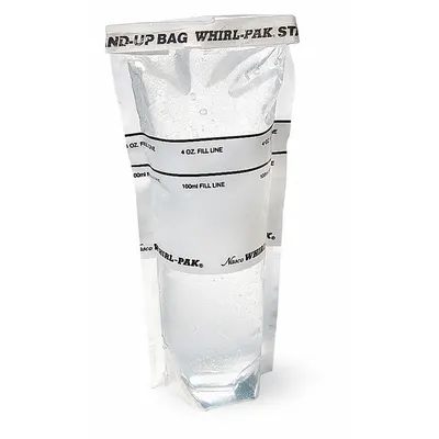 WHIRL-PAK Sampling Bag: Self-Standing, Sterile, 4 fl oz Capacity - oz - Stand Up Sterilized Bags