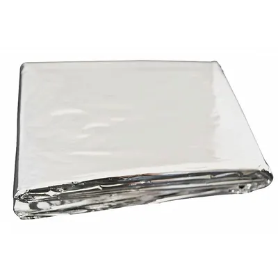 MEDSOURCE Emergency Blanket: Poly-Film, Silver, 52 in Wd - Heat-Reflective Disposable Blankets