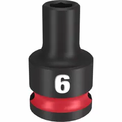 This 3/8" drive impact socket is designed for use with impact wrenches on metric 6 mm fasteners. The 6-point configuration reduces fastener rounding in high-torque applications. Black phosphate finish provides corrosion resistance. Suitable for automotive, industrial, and maintenance tasks.