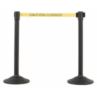 Barrier Post with Belt: 38 1/2 in Post Ht, 77 in Belt Lg, Yellow, 2 No. of Posts, Message (MPN U2000CAU)