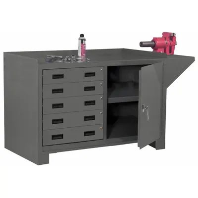 DURHAM MFG Cabinet Workbench: Steel, 48 in x 24 in, 2,000 lb Overall Load Capacity - Cabinet Benches with Drawers & Shelves