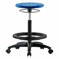 Stool: Polyurethane, Ht Range 22 in to 32 in, 13 in Seat Wd, 13 in Seat Dp, 0 Glides, 5 Casters (MPN IPHBSO-RG-BF-RC-BLU)