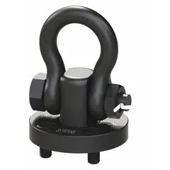 This pivot and rotate hoist ring from ADB HOIST RINGS features a removable shackle and a 7/16"-14 thread size. With a maximum capacity of 6,500 lb, it is suited for lifting and pulling operations in industrial environments such as machining, material handling, and assembly, where a secure and adjustable attachment point is required.