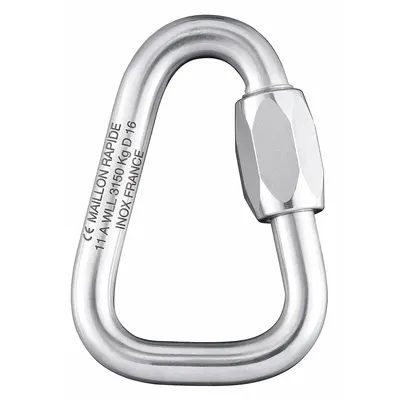 MAILLON RAPIDE Connecting Link: Quick Link, Stainless Steel, 2 15/16 in Overall Lg - Wide-Body Triangular Threaded Locking Connecting Links