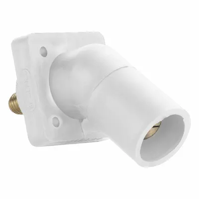 LEVITON Single Pole Receptacle: White, Angled Taper Nose Mating, Threaded Stud Termination - Receptacles with Threaded Stud Terminations