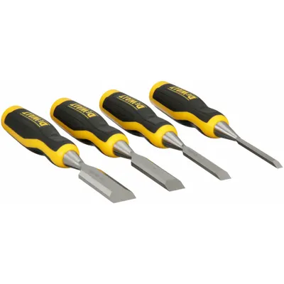 DEWALT Chisel Set: 5 1/4 in Overall Lg, 4 Pieces, 1/2 in/1/4 in/1 in/3/4 in - Wood Chisel Sets