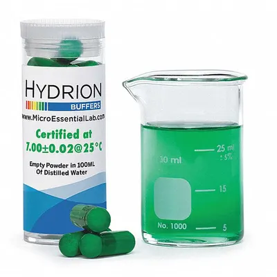 MICRO ESSENTIAL Buffer - pH 7.00 - Color Coded Green: Lab, 20 mL Volume, Capsule - pH Buffers