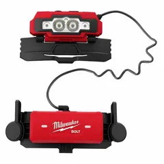 Rechargeable headlamp delivering 400 lumens max brightness with up to 16 hours run time. Features 5 light outputs including a red mode. Powered by a 4V battery and recharged via included USB Type-C cord. Suitable for hands-free illumination in maintenance, electrical work, and confined-space tasks.