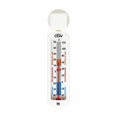 CDN Refrigerator/Freezer Thermometer: Food Safety, Analog, 4 1/2 in Overall Lg - Refrigerator & Freezer Thermometers