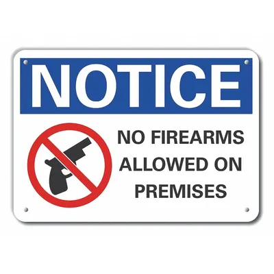 LYLE Plastic No Weapons Notice Sign: Plastic, Mounting Holes Sign Mounting - Notice: No Firearms Allowed On Premises Signs